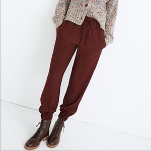 Madewell Drapey Seamed Track Trousers Women's Small Cabernet Joggers